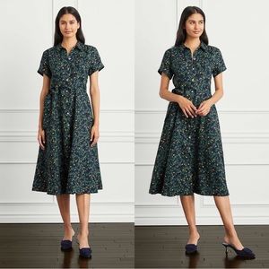 Hill House XL 100% Linen Lily Dress in Midnight Garden